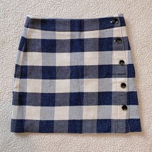 Ann Taylor Blue & White Checkered A-Line Skirt